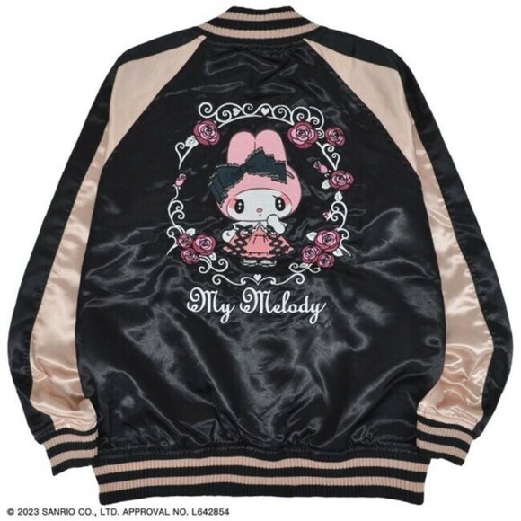 NEW Sanrio My Melody Sweet Lolita Black Pink Bomber Jacket - Picture 1 of 6